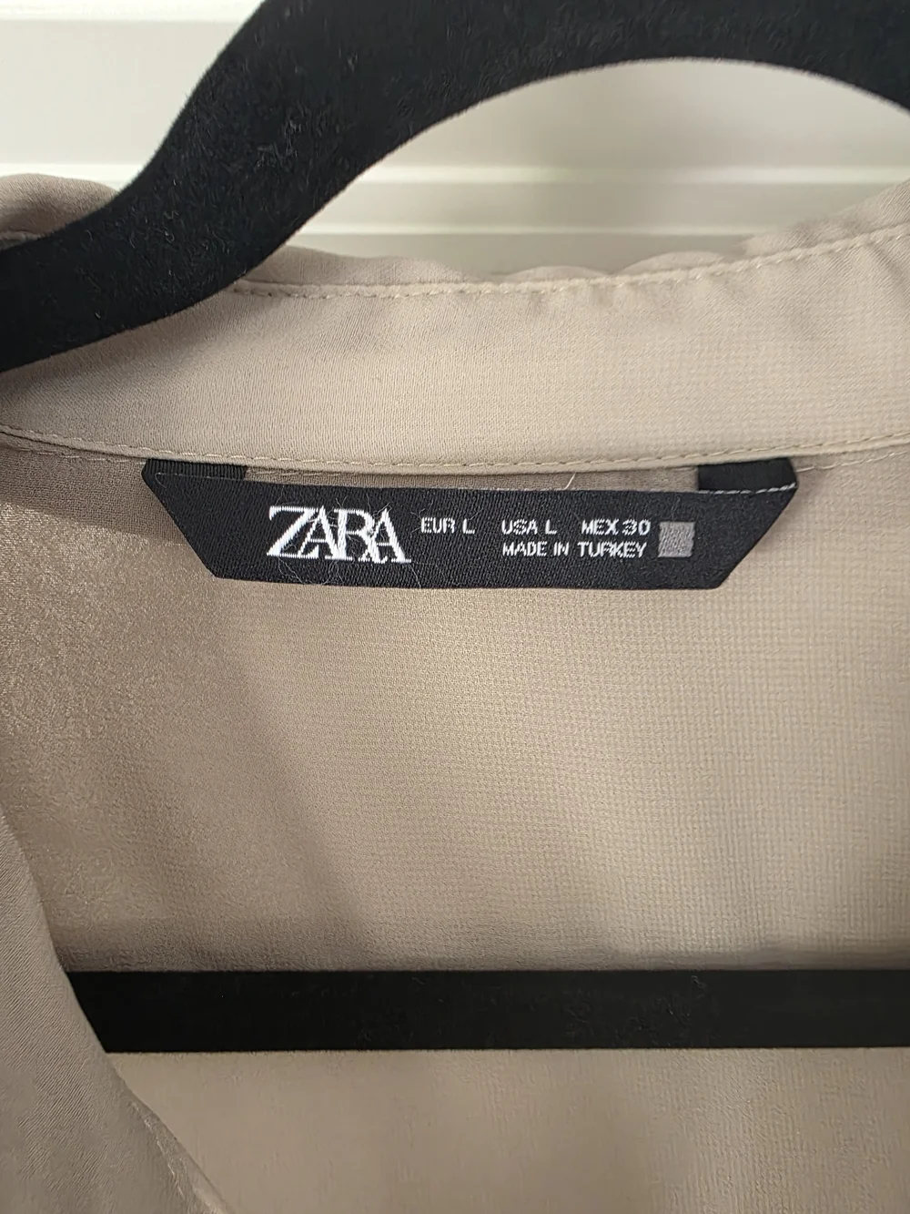 Zara Beige Semi-Sheer Button Front Blouse - Picture 2 of 3